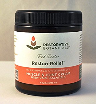 Restore Relief 240 mg Hemp Oil Extract - Cooling Muscle & Joint Relief Cream (120ml) with Hemp Extract