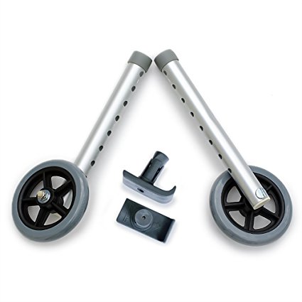 DELUXE Universal Walker Wheel Kit: 5 Inch Sport Wheels and FREE FlexFit Ski Glides ($8 value)