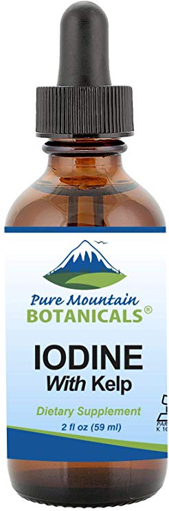 Liquid Iodine Supplement with Organic Kelp - 1300 Kosher/Vegan Servings - Helps Support Thyroid Health - (2 Fl Oz Bottle)