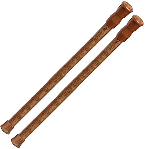 AIZESI 2 Pcs Curtain Rods Tension Rod 16 to 28 Inch Extendable Spring Vitrage Rods Wood Color Tension Curtain Rod Short Spring Tension Rod for Window Decoration