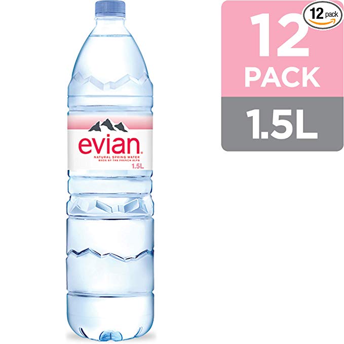 evian Natural Spring Water 1.5 Liter Bottle 50.7 oz, 12-Bottle Case, Naturally Filtered Spring Water in Large Bottles