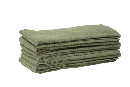 J & M Home Fashions Microfiber Kitchen Towels (6 Pack), 16" by 26", Green