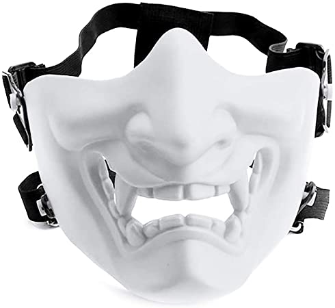 Aoutacc Airsoft Half Face Masks, Evil Demon Monster Kabuki Samurai Hannya Oni Half Face Protective Masks Masquerade Ball, Party, Halloween, Cs War Game