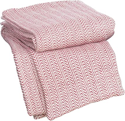 Lavish Home Chevron 100Percent Egyptian Cotton Blanket - Twin - Brick