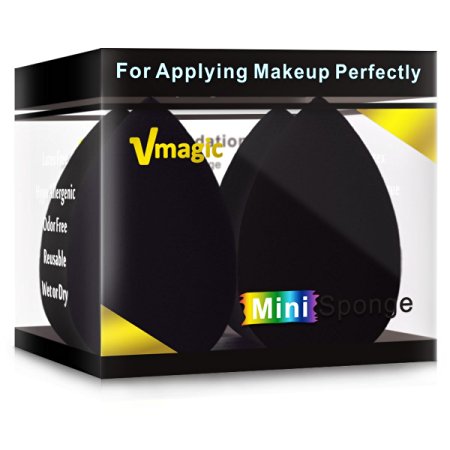VMAGIC Premium Micro Mini Makeup Sponges Beauty Sponge Blender Foundation Sponge for Applicator, Foundation and Highlight (4 Black)