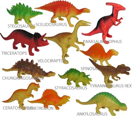 Pack of 12 DINOSAUR TOYS 5" to- 7" Inch Large Action Figure Set (Also Suitable For Cake Toppers) NO DUPLICATES Includes Tyrannosaurus Rex