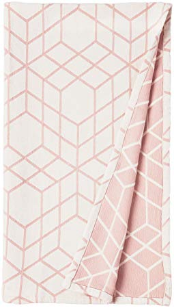 Rivet Modern 100% Cotton Geometric Design Throw Blanket - 60 x 50 Inch, Blush