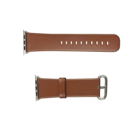 Eagle Eye Apple Watch Band Genuine Leather Replacement Watch Strap with Metal Clasp for Apple Watch 42mm(Brown)