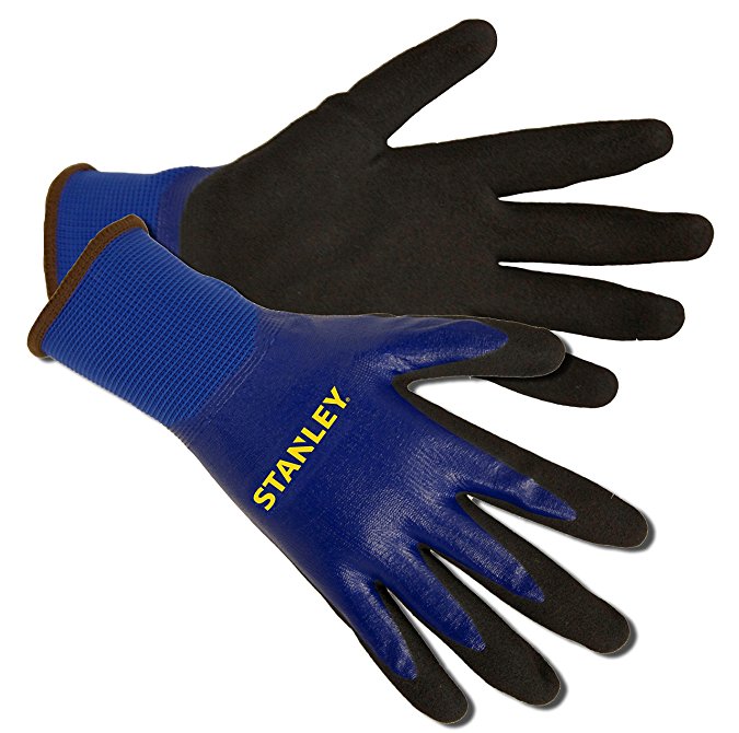Stanley S69232 Blue Two-Ply Nitrile-Coated Machine Knit Polyester Gloves, Medium, Blue