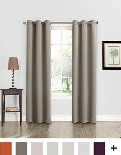 Sun Zero Becca Energy Efficient Grommet Curtain Panel, 40" x 84", Stone Beige