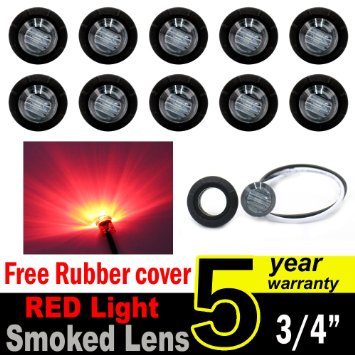 10 Pcs TMH 3/4" Inch Mount SMOKED LENS & Red LED Clearance Markers, side marker lights, led marker lights, led side marker lights, led trailer marker lights, trailer marker light