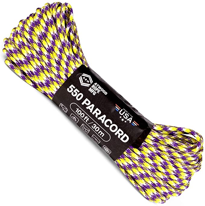 Atwood Rope MFG 550 Paracord 100 Feet 7-Strand Core Nylon Parachute Cord Outside Survival Gear Made in USA | Lanyards, Bracelets, Handle Wraps, Keychain