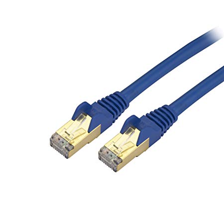 StarTech.com C6ASPAT8BL Cat6a Shielded Patch 8', Blue, Snagless RJ45 Cable, Ethernet Cord