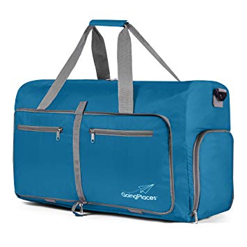 Going Places Packable 60L Duffel Bag; Gym & Sports for Women and Men; Weekender, Cruise Bag (Pacific Blue)