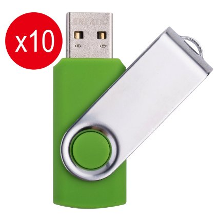 Enfain 10 Pack 2 GB USB Flash Drive Green