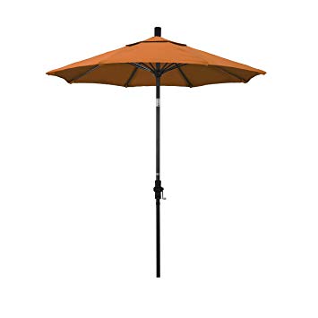 California Umbrella 7.5' Round Aluminum Pole Fiberglass Rib Market Umbrella, Crank Lift, Collar Tilt, Bronze Pole, Tuscan