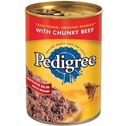Pedigree Wet Food Pedigree Chopped Ground Dinner With Beef Adult Canned Wet Dog Food, 13.2 Oz. Can, 13.2 Oz