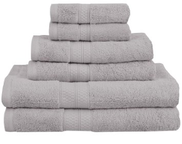 Superior 6 Piece Collection Rayon from Bamboo and Cotton Soft/Absorbent Towels Set, Chrome