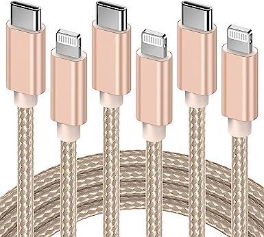 Marchpower USB C to Lightning Cable - MFi Certified iPhone 14 Fast Charger Cord 3/6/10ft Type C to Charging Cable Compatible with iPhone 14 13 12 Pro Max Mini 11 X XS XR 8 Plus -Gold