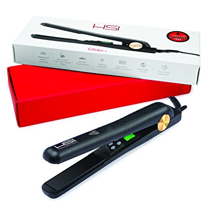 HSI Professional Digital Ceramic Tourmaline Ionic Flat Iron Hair Straightener with Glove, Pouch and Argan Oil Treatment