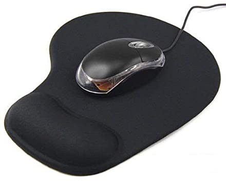 Mouse Pad with Gel Wrist Rest, Mousepad with Non-Slip PU Base Mouse Mat for Home, Office & Travel (Black)