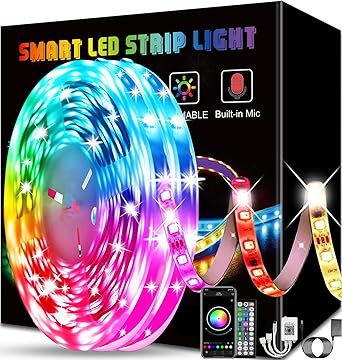 65.6ft Led Lights for Bedroom, L8star Led Strip Lights Music Sync Color Changing Led Lights with App Control and Remote, Led Light Strips Used for Party, Home Decoration