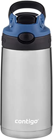 Kids Stainless Steel Water Bottle with Redesigned Straw, 13 Ounce, Blue Corn & Licorice