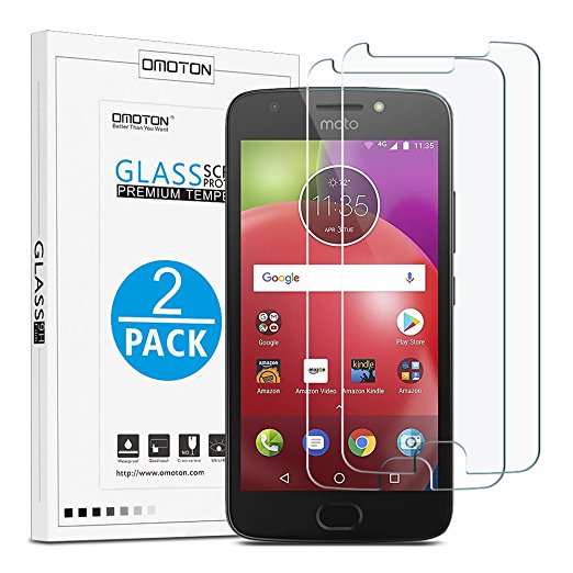 Moto E4 Screen Protector [2 Pack] - OMOTON Tempered Glass Screen Protector for Motorola Moto E 4th Generation with [Anti Scratch] [No-Bubble]