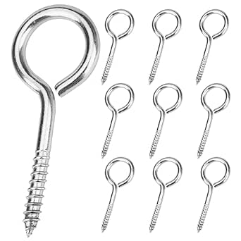 9 Pack 2.5 Inches Heavy Duty 304 Stainless Steel Eye Screw, Rust-Resistant Self Tapping Eyelet Screw in Eye Bolt for Wood, Securing Cables Wires, Indoor & Outdoor