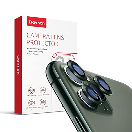 Baytion Camera Lens Protector for Apple iPhone 11 Pro 5.8”/ iPhone 11 Pro Max 6.5”, 9H Hardness Scratch Resistance, Case Friendly, High Definition (Midnight Green)