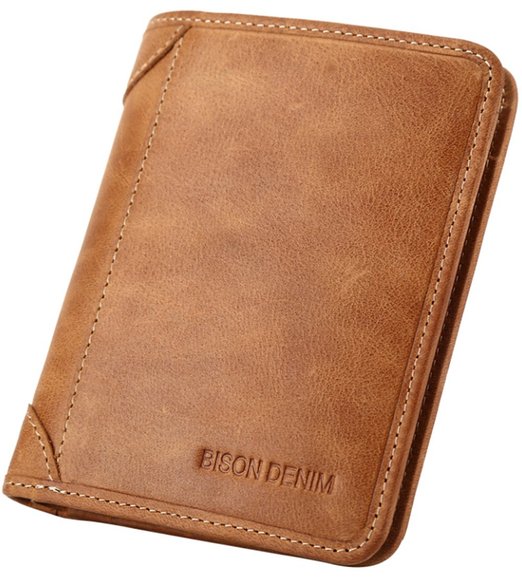 Men's Genuine Cowhide Leather Vintage Bifold Wallets,ID Card Holder Slim Coin Purse