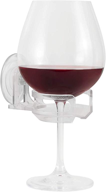 SipCaddy Bath & Shower Portable Cupholder Caddy for Beer & Wine Suction Cup Drink Holder, Clear