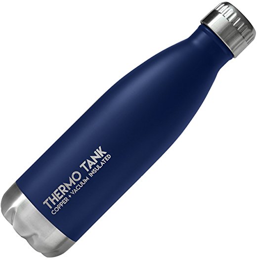 Thermo Tank Insulated Stainless Steel Water Bottle - Ice Cold 36 Hours! Vacuum   Copper Technology - 17 Ounce