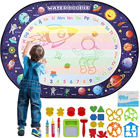 Apsung Large Aqua Doodle Mat 100 X 70 cm Water Drawing Doodle Magic Mat Educational Toys Gifts for Kids Toddlers Boys Girls Age 3 4 5 6 7 8 Year Old