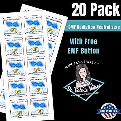 Cell Phone EMF Protection Radiation Neutralizers   Free EMF Neutralizer Button - Slim Design - Developed by Doctor - Proudly Made in The USA - 10 or 20 Pack