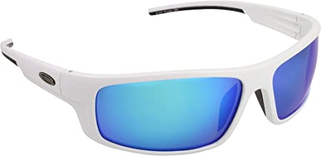 Sea Striker Finatic Polarized Sunglasses, White Frame/Blue Mirror