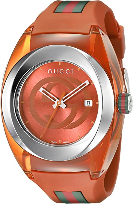 Gucci Analog Display Swiss Quartz Orange SYNC Watch(Model:XXL YA137108)