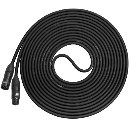 LyxPro Balanced XLR Cable 25 ft Premium Series Professional Microphone Cable, Powered Speakers and Other Pro Devices Cable, Black