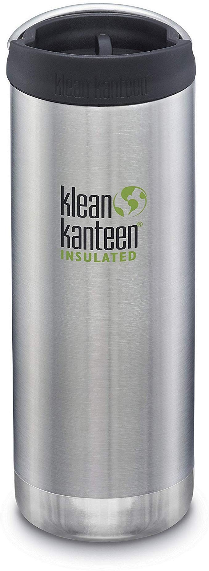 Klean Kanteen TKWide Stainless Steel Double Wall Insulated Water Bottle with TKWide Café Cap, 16-Ounce, Brushed Stainless