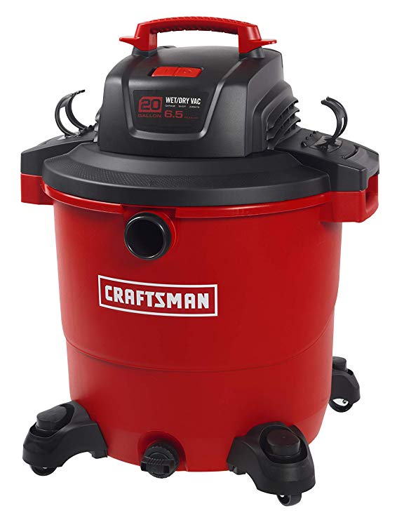 CRAFTSMAN 17596 20 Gallon 6.5 Peak HP Wet/Dry Vac, Heavy-Duty Shop Vacuum with Attachments