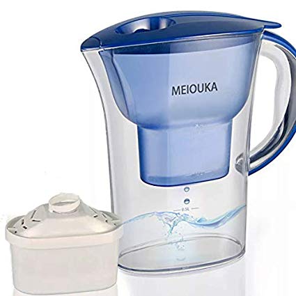 Blue 10 Cup Water Filter Pitcher with Filter Improve PH and Water Taste,10 Cup Water Purifier Filtration Pitcher, NSF Certified Removes Impurity Lead Chlorine Copper and Other Heavy Metals, BPA-Free
