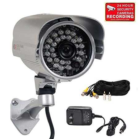 VideoSecu 700TVL Bullet Surveillance CCTV Security Camera Built-in SONY Effio CCD Outdoor Day Night IR Infrared Wide Angle High Resolution with Bonus Power Supply and Extension Cable 1YW