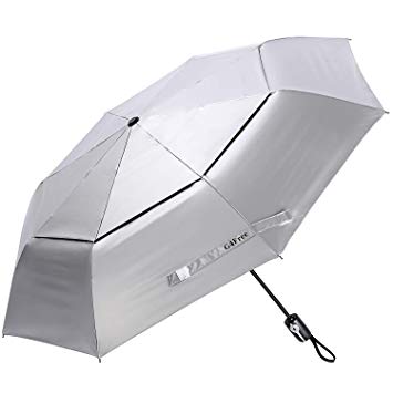 G4Free UPF 50  UV Protection Travel Umbrella - 42/46 Inch Windproof Silver Coating Sun Blocking Umbrella