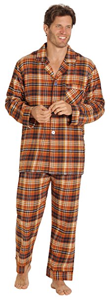 EVERDREAM Sleepwear Mens Flannel Pajamas, Long 100% Cotton PJ Set