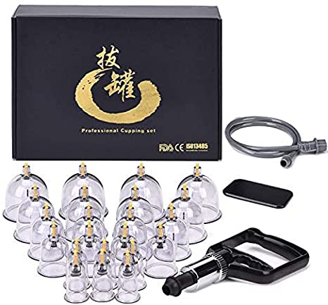 Cupping Set Professional Chinese Acupoint Cupping Therapy Sets Suction Hijama Cupping Set with Vacuum Magnetic Pump Cellulite Cupping Massage Kit 22-Cup