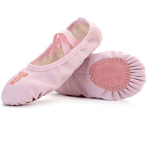 FEETCITY Women's Leather Ballet Dance Shoes Girls Pointe Shoes Slippers Flats Yoga Shoe(Toddler/Little Kid/Big Kid/Women)