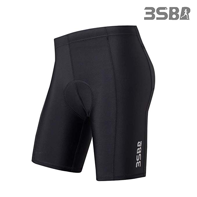 3SB Triathlon Shorts, Men’s Tri Shorts, Padded Cycling Shorts Reflective Logo with Pockets, Bicycle Riding Pants Perfect for Training, Black