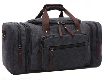 Aidonger Unisex Canvas Spacious Handbag Shoulder Bag Travel Bag (Black)
