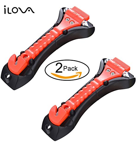 ILOVA Car Safety Hammer of 2 Pack Seatbelt Cutter and Window Breaker Emergency Escape Tool for Life Saving Kit