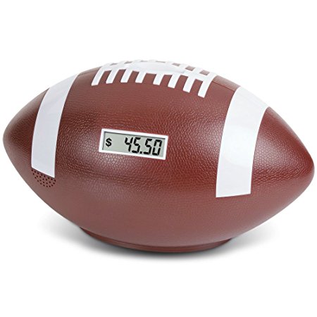 Football Coin Counting Piggy Bank - Count Coins and Save Money - 9"